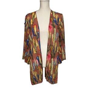L & B LUCKY & BLESSED COLORFUL CACTUS SHEER KIMONO SIZE MEDIUM